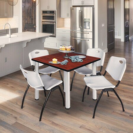 KEE Square Tables > Breakroom Tables > Kee Square Table & Chair Sets, 48 W, 48 L, 29 H, Cherry TB4848CHBPCM47GY